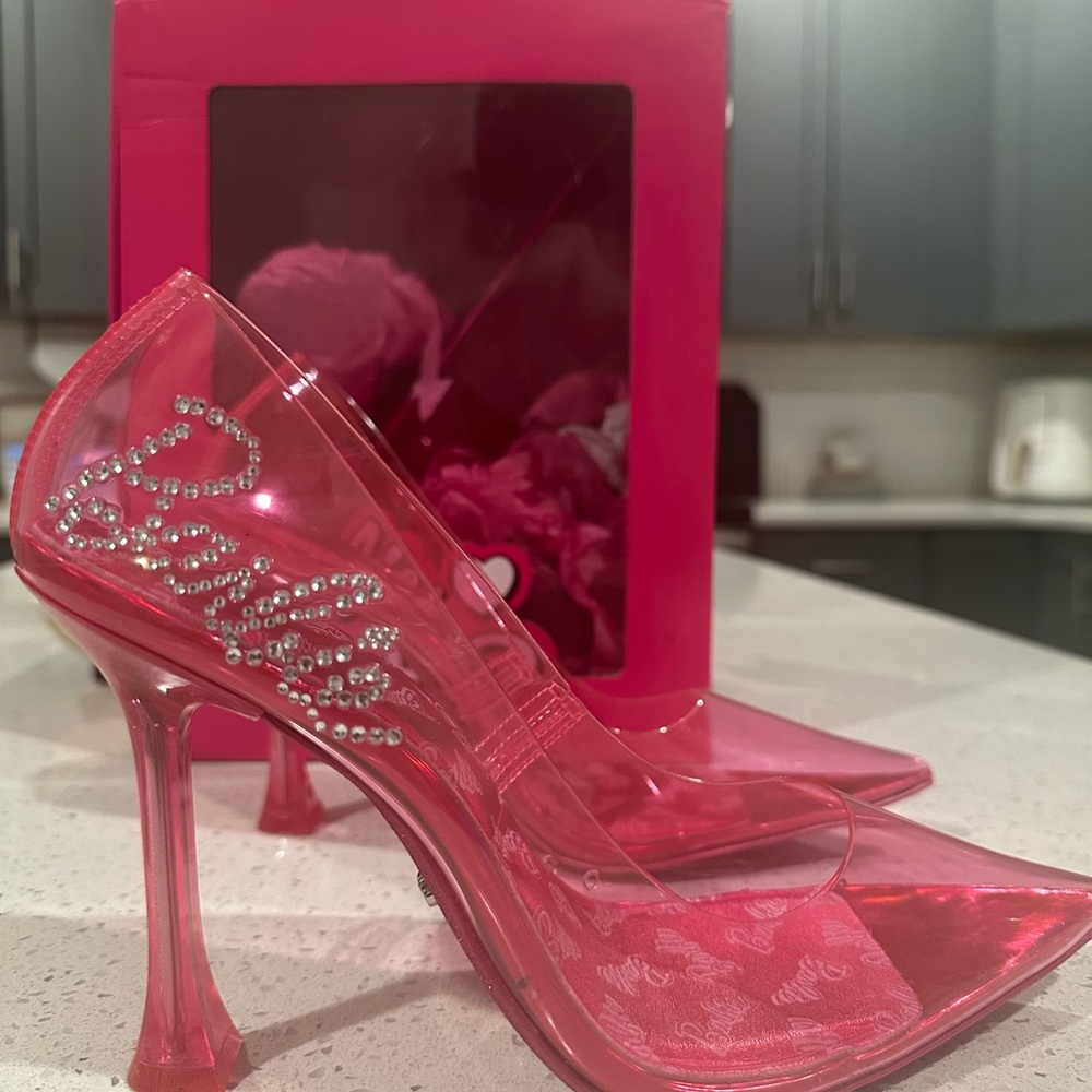 Aldo Pink Transparent Heels with Rhinestones